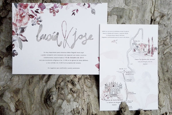 Invitación de boda de otoño en acuarelaç