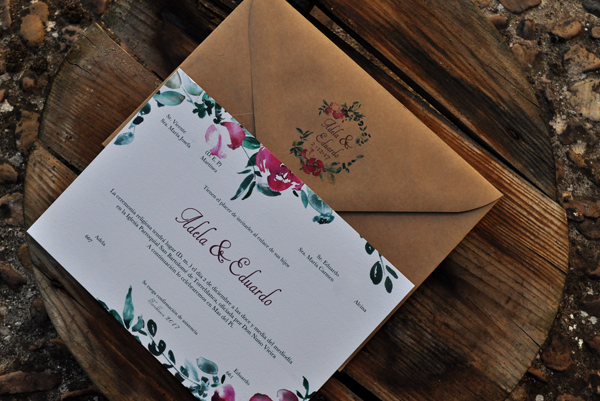 Invitacion de boda clasica con acuarela