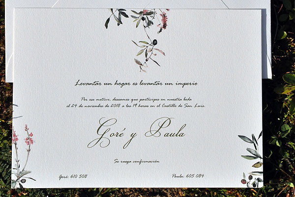 Invitación de boda minimalista y delicada